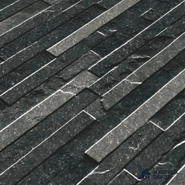 Elevation Wall Tile TL 00073 B Noir Black 2 ft x 1 ft Punch Matte Finish Vitrified Tile - 9 mm | Suitable For Feature Wall, Boundary Wall, Balcony, Outdoor