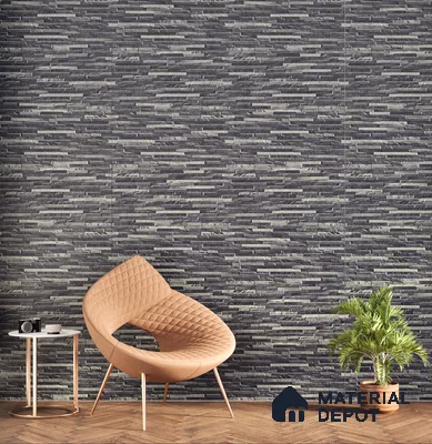 Elevation Wall Tile TL 00073 B Noir Black 2 ft x 1 ft Punch Matte Finish Vitrified Tile - 9 mm | Suitable For Feature Wall, Boundary Wall, Balcony, Outdoor
