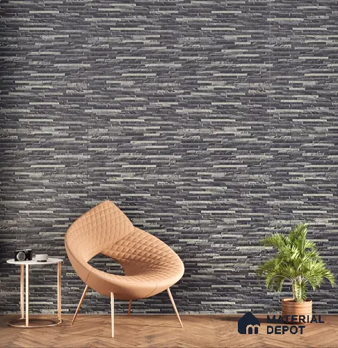 Elevation Wall Tile TL 00073 B Noir Black 2 ft x 1 ft Punch Matte Finish Vitrified Tile - 9 mm | Suitable For Feature Wall, Boundary Wall, Balcony, Outdoor