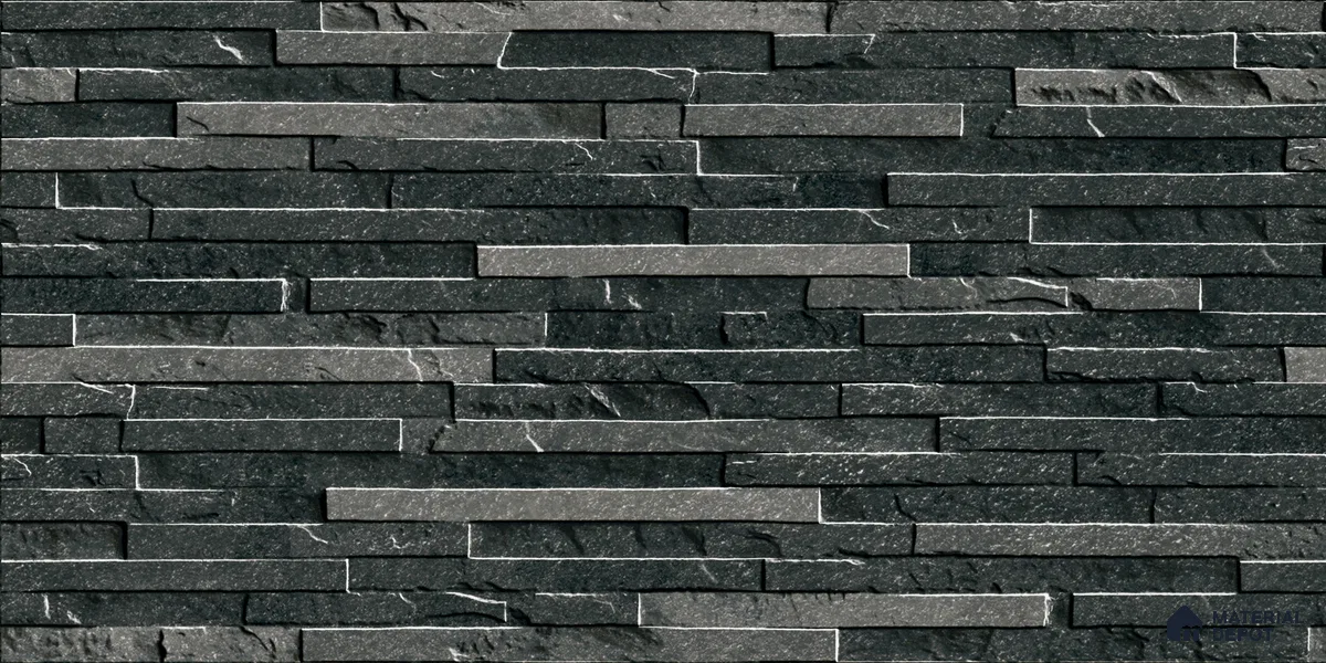 Elevation Wall Tile TL 00073 B Noir Black 2 ft x 1 ft Punch Matte Finish Vitrified Tile - 9 mm | Suitable For Feature Wall, Boundary Wall, Balcony, Outdoor