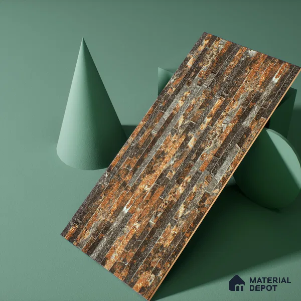 Elevation Wall Tile TL 00073 C Brown 2 ft x 1 ft Punch Matte Finish Vitrified Tile - 9 mm | Suitable For Feature Wall, Boundary Wall, Balcony, Outdoor (Sample)