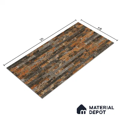 Elevation Wall Tile TL 00073 C Brown 2 ft x 1 ft Punch Matte Finish Vitrified Tile - 9 mm | Suitable For Feature Wall, Boundary Wall, Balcony, Outdoor (Sample)