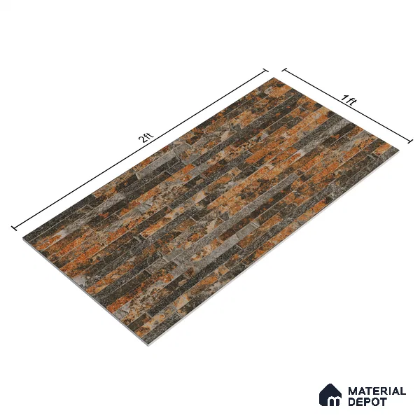 Elevation Wall Tile TL 00073 C Brown 2 ft x 1 ft Punch Matte Finish Vitrified Tile - 9 mm | Suitable For Feature Wall, Boundary Wall, Balcony, Outdoor (Sample)