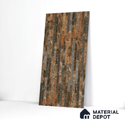 Elevation Wall Tile TL 00073 C Brown 2 ft x 1 ft Punch Matte Finish Vitrified Tile - 9 mm | Suitable For Feature Wall, Boundary Wall, Balcony, Outdoor (Sample)