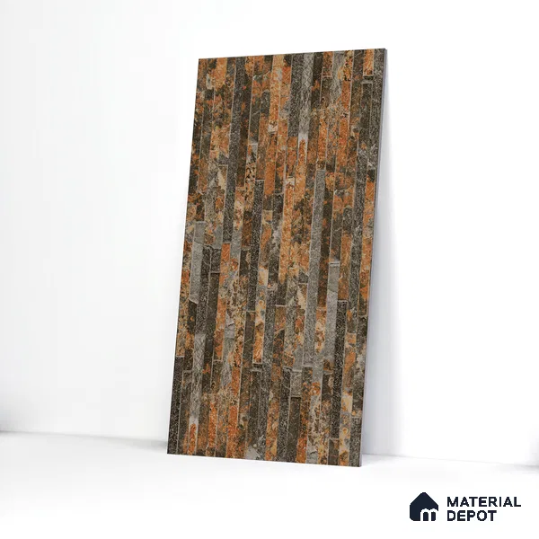 Elevation Wall Tile TL 00073 C Brown 2 ft x 1 ft Punch Matte Finish Vitrified Tile - 9 mm | Suitable For Feature Wall, Boundary Wall, Balcony, Outdoor (Sample)