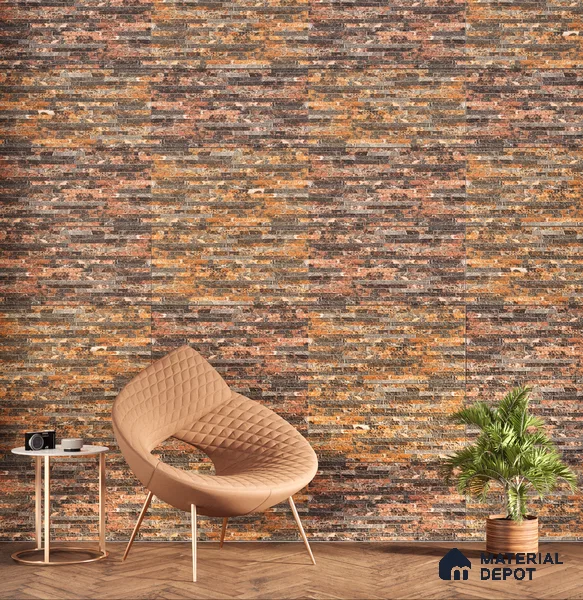 Elevation Wall Tile TL 00073 C Brown 2 ft x 1 ft Punch Matte Finish Vitrified Tile - 9 mm | Suitable For Feature Wall, Boundary Wall, Balcony, Outdoor (Sample)