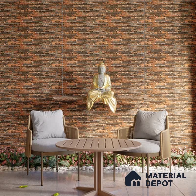 Elevation Wall Tile TL 00073 C Brown 2 ft x 1 ft Punch Matte Finish Vitrified Tile - 9 mm | Suitable For Feature Wall, Boundary Wall, Balcony, Outdoor (Sample)