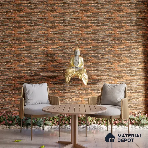 Elevation Wall Tile TL 00073 C Brown 2 ft x 1 ft Punch Matte Finish Vitrified Tile - 9 mm | Suitable For Feature Wall, Boundary Wall, Balcony, Outdoor