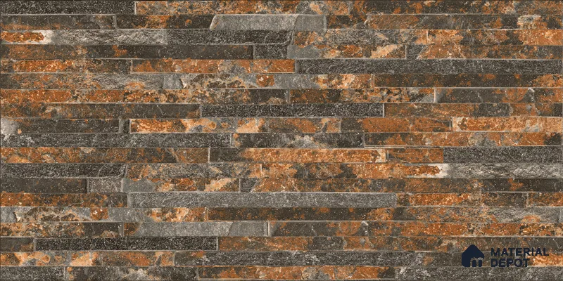 Elevation Wall Tile TL 00073 C Brown 2 ft x 1 ft Punch Matte Finish Vitrified Tile - 9 mm | Suitable For Feature Wall, Boundary Wall, Balcony, Outdoor (Sample)