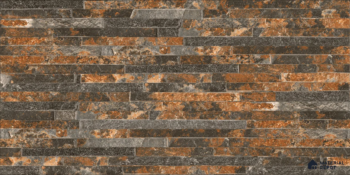 Elevation Wall Tile TL 00073 C Brown 2 ft x 1 ft Punch Matte Finish Vitrified Tile - 9 mm | Suitable For Feature Wall, Boundary Wall, Balcony, Outdoor (Sample)