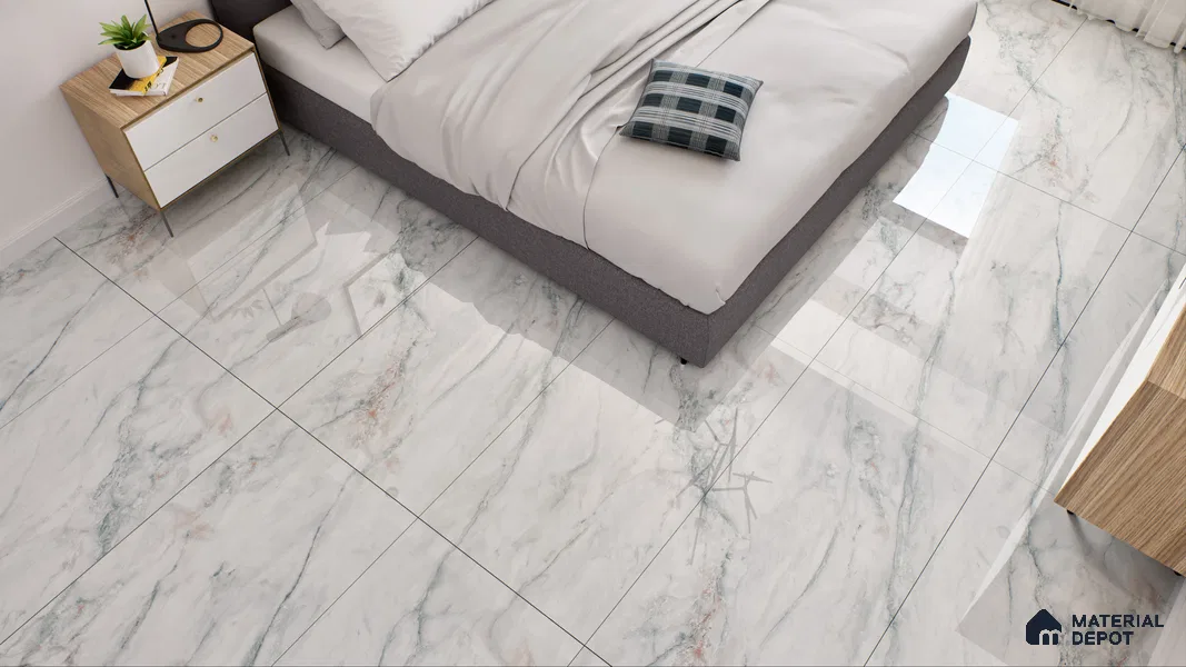 Endless Wall & Floor Vitrified Tile Hoary White 4 ft x 2 ft | TL 01081 High Gloss Finish - 9 mm | Suitable for Living Room, Bedroom (Sample)
