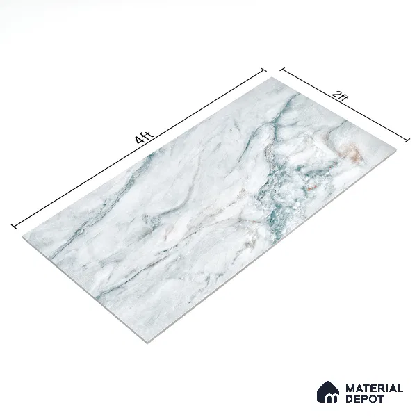 Endless Wall & Floor Vitrified Tile Hoary White 4 ft x 2 ft | TL 01081 High Gloss Finish - 9 mm | Suitable for Living Room, Bedroom (Sample)
