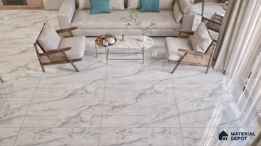 Endless Wall & Floor Vitrified Tile Hoary White 4 ft x 2 ft | TL 01081 High Gloss Finish - 9 mm | Suitable for Living Room, Bedroom