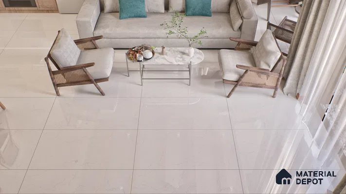 Endless Floor & Wall Vitrified Tile Ivory 4 ft x 2 ft | TL 00362 Glossy Finish - 9 mm | Suitable for Living Room, Bedroom (Sample)