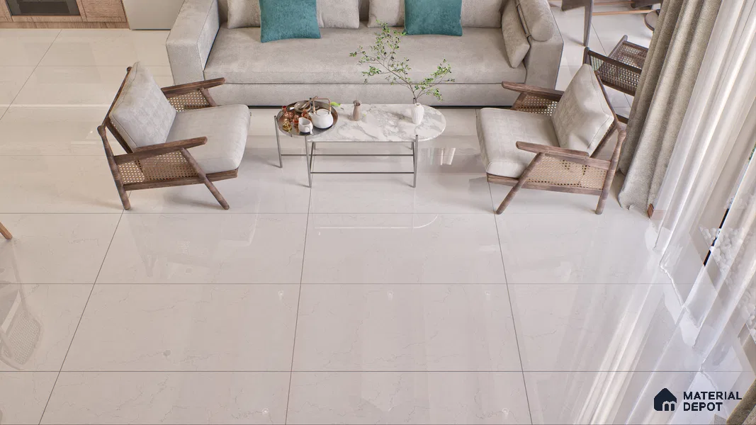 Endless Floor & Wall Vitrified Tile Ivory 4 ft x 2 ft | TL 00362 Glossy Finish - 9 mm | Suitable for Living Room, Bedroom (Sample)