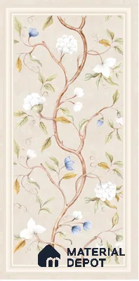 Floral Wall TL 07705 B Denim Crema Frame Blossom 4 ft x 2 ft Vitrified Full Body Digital Matte Finish Tile - 9 mm | Suitable for Bathroom, Accent/Feature Wall, Dining Area