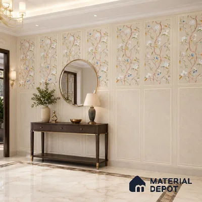 Punch Wall TL 07705 Denim Cream Frame 4 ft x 2 ft Vitrified Full Body Digital Matte Finish - 9 mm | Suitable for Bathroom, Accent/Feature Wall, Dining Area