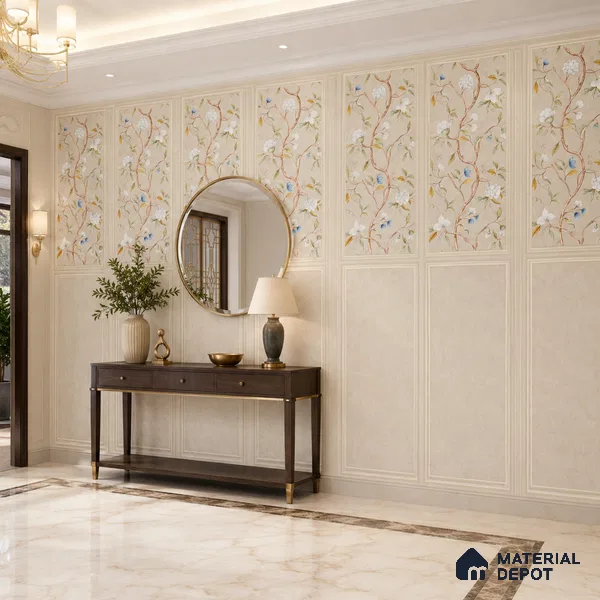 Punch Wall TL 07705 Denim Cream Frame 4 ft x 2 ft Vitrified Full Body Digital Matte Finish - 9 mm | Suitable for Bathroom, Accent/Feature Wall, Dining Area