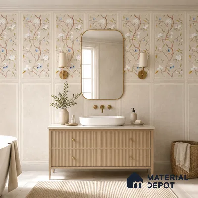 Punch Wall TL 07705 Denim Cream Frame 4 ft x 2 ft Vitrified Full Body Digital Matte Finish - 9 mm | Suitable for Bathroom, Accent/Feature Wall, Dining Area