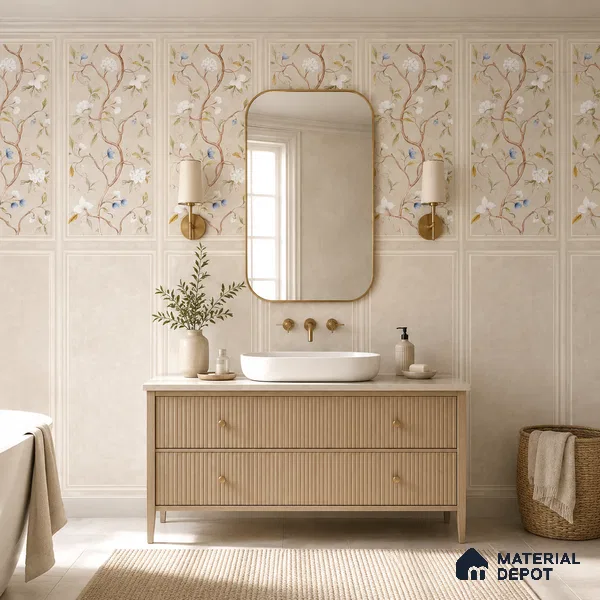 Punch Wall TL 07705 Denim Cream Frame 4 ft x 2 ft Vitrified Full Body Digital Matte Finish - 9 mm | Suitable for Bathroom, Accent/Feature Wall, Dining Area