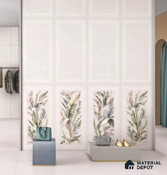 Floral Wall TL 12843  Canyon Dawn Frame Flora 4 ft x 2 ft Vitrified Full Body Digital Matte Finish Tile - 9 mm | Random Design 4 | Suitable for Bathroom, Accent/Feature Wall, Dining Area