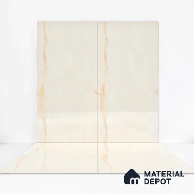 Marble Wall & Floor Vitrified Tile Oyster Beige 4 ft x 2 ft | TL 01077 Glossy Finish - 9 mm | Suitable for Living Room, Bedroom