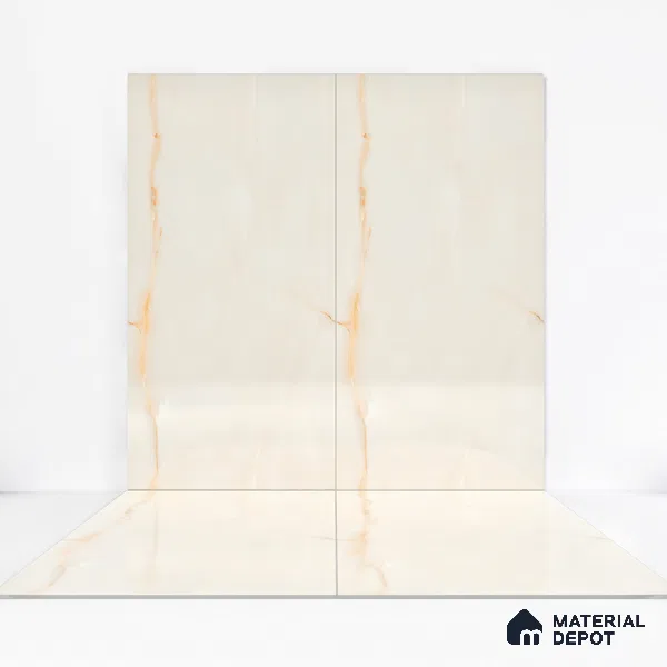 Marble Wall & Floor Vitrified Tile Oyster Beige 4 ft x 2 ft | TL 01077 Glossy Finish - 9 mm | Suitable for Living Room, Bedroom
