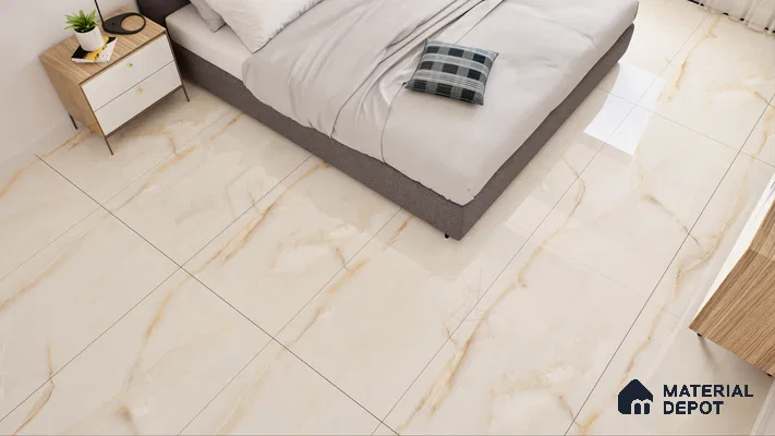 Marble Wall & Floor Vitrified Tile Oyster Beige 4 ft x 2 ft | TL 01077 Glossy Finish - 9 mm | Suitable for Living Room, Bedroom