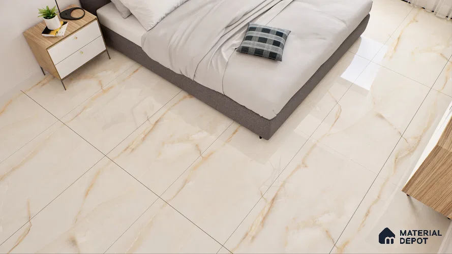Marble Wall & Floor Vitrified Tile Oyster Beige 4 ft x 2 ft | TL 01077 Glossy Finish - 9 mm | Suitable for Living Room, Bedroom