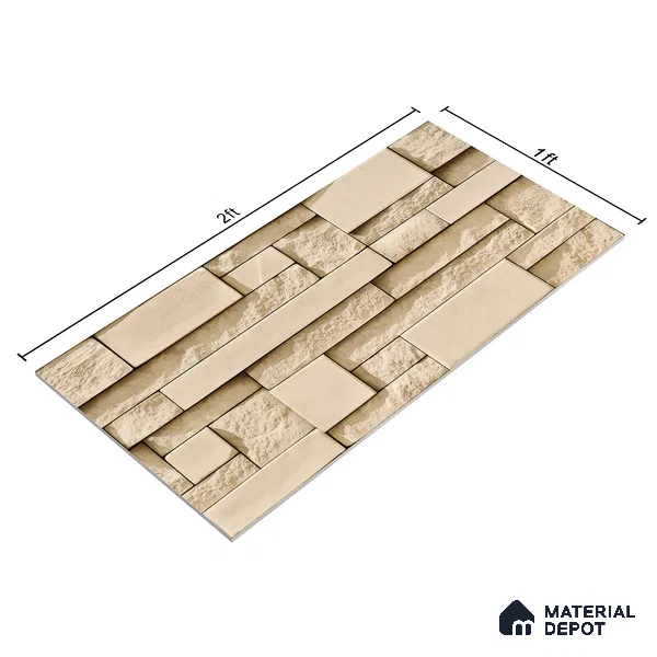 Elevation Wall Tile TL 00065 A Latte Beige 2 ft x 1 ft Punch Matte Finish Vitrified Tile - 9 mm | Suitable For Feature Wall, Boundary Wall, Balcony, Outdoor (Sample)