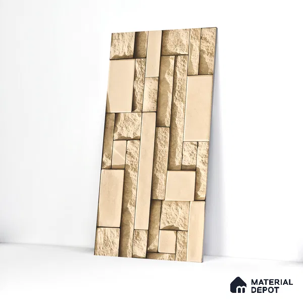 Elevation Wall Tile TL 00065 A Latte Beige 2 ft x 1 ft Punch Matte Finish Vitrified Tile - 9 mm | Suitable For Feature Wall, Boundary Wall, Balcony, Outdoor (Sample)