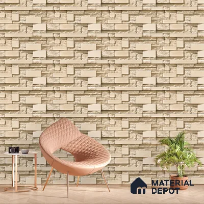 Elevation Wall Tile TL 00065 A Latte Beige 2 ft x 1 ft Punch Matte Finish Vitrified Tile - 9 mm | Suitable For Feature Wall, Boundary Wall, Balcony, Outdoor (Sample)