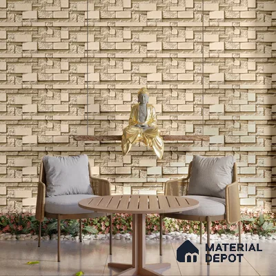 Elevation Wall Tile TL 00065 A Latte Beige 2 ft x 1 ft Punch Matte Finish Vitrified Tile - 9 mm | Suitable For Feature Wall, Boundary Wall, Balcony, Outdoor (Sample)