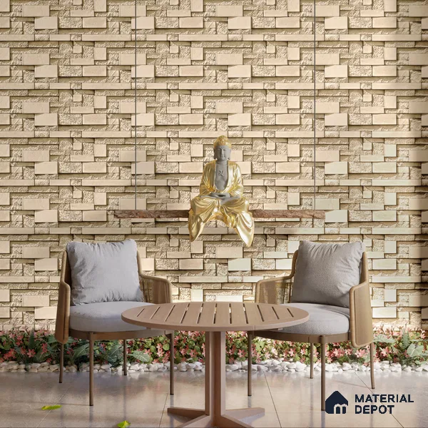 Elevation Wall Tile TL 00065 A Latte Beige 2 ft x 1 ft Punch Matte Finish Vitrified Tile - 9 mm | Suitable For Feature Wall, Boundary Wall, Balcony, Outdoor (Sample)