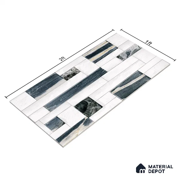 Elevation Wall Tile TL 00065 B Snowy White 2 ft x 1 ft Punch Matte Finish Vitrified Tile - 9 mm | Ideal For Modern Facades, Outdoor Cladding, Feature Wall (Sample)