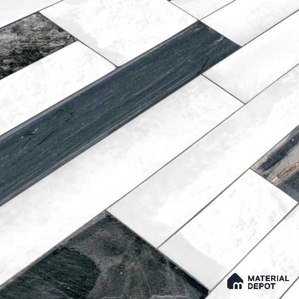 Elevation Wall Tile TL 00065 B Snowy White 2 ft x 1 ft Punch Matte Finish Vitrified Tile - 9 mm | Ideal For Modern Facades, Outdoor Cladding, Feature Wall (Sample)