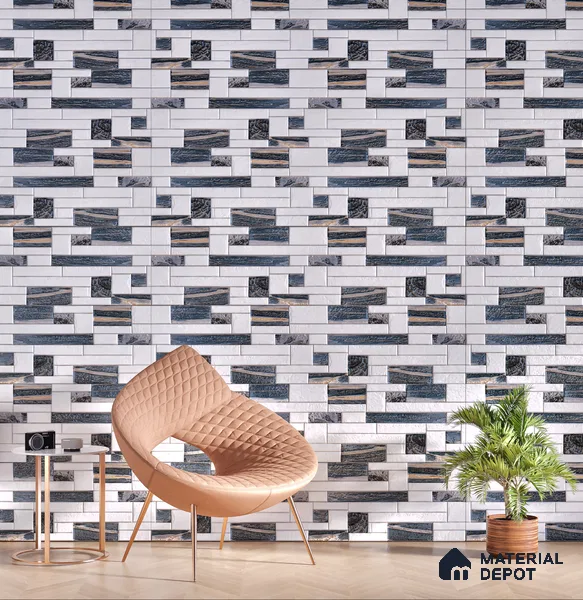 Elevation Wall Tile TL 00065 B Snowy White 2 ft x 1 ft Punch Matte Finish Vitrified Tile - 9 mm | Ideal For Modern Facades, Outdoor Cladding, Feature Wall (Sample)