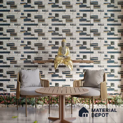 Elevation Wall Tile TL 00065 B Snowy White 2 ft x 1 ft Punch Matte Finish Vitrified Tile - 9 mm | Ideal For Modern Facades, Outdoor Cladding, Feature Wall (Sample)
