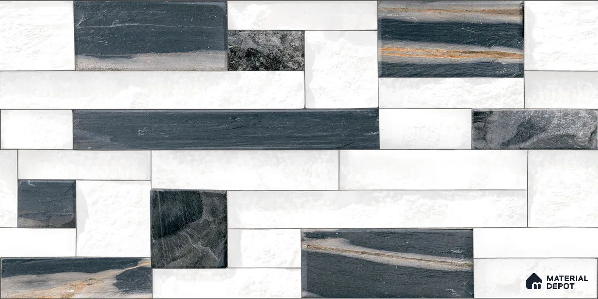 Elevation Wall Tile TL 00065 B Snowy White 2 ft x 1 ft Punch Matte Finish Vitrified Tile - 9 mm | Ideal For Modern Facades, Outdoor Cladding, Feature Wall (Sample)