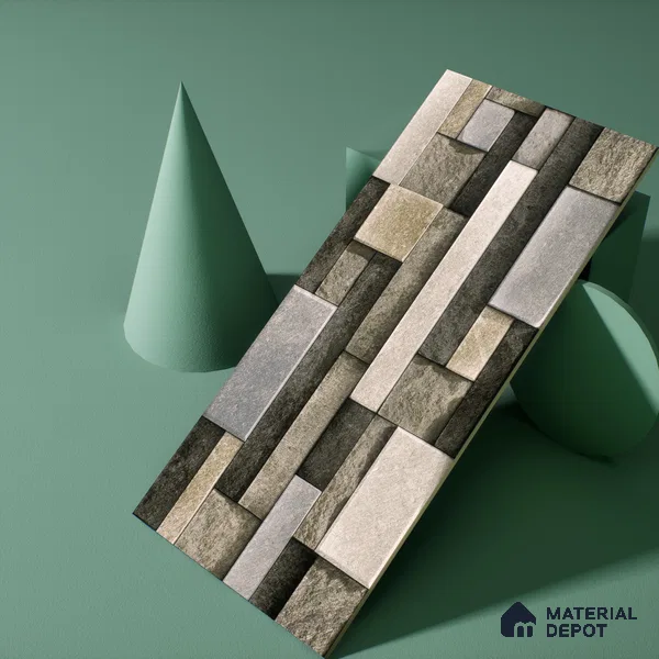 Elevation Wall Tile TL 00065 C Grey 2 ft x 1 ft Punch Matte Finish Vitrified Tile - 9 mm | Suitable For Feature Wall, Boundary Wall, Balcony, Outdoor