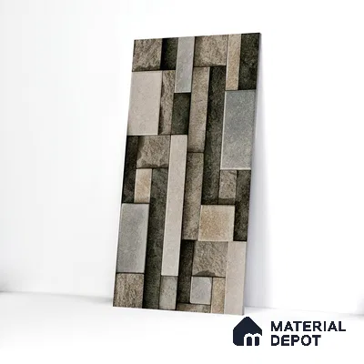 Elevation Wall Tile TL 00065 C Grey 2 ft x 1 ft Punch Matte Finish Vitrified Tile - 9 mm | Suitable For Feature Wall, Boundary Wall, Balcony, Outdoor