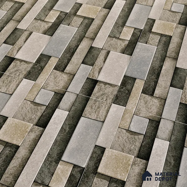 Elevation Wall Tile TL 00065 C Grey 2 ft x 1 ft Punch Matte Finish Vitrified Tile - 9 mm | Suitable For Feature Wall, Boundary Wall, Balcony, Outdoor