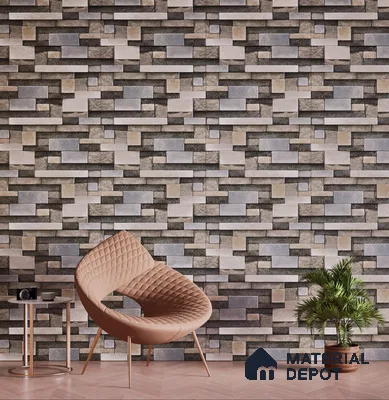 Elevation Wall Tile TL 00065 C Grey 2 ft x 1 ft Punch Matte Finish Vitrified Tile - 9 mm | Suitable For Feature Wall, Boundary Wall, Balcony, Outdoor