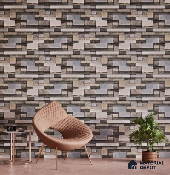 Elevation Wall Tile TL 00065 C Grey 2 ft x 1 ft Punch Matte Finish Vitrified Tile - 9 mm | Suitable For Feature Wall, Boundary Wall, Balcony, Outdoor