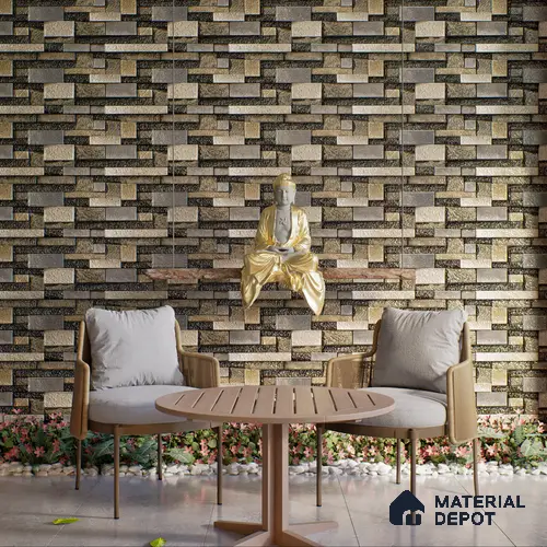 Elevation Wall Tile TL 00065 C Grey 2 ft x 1 ft Punch Matte Finish Vitrified Tile - 9 mm | Suitable For Feature Wall, Boundary Wall, Balcony, Outdoor