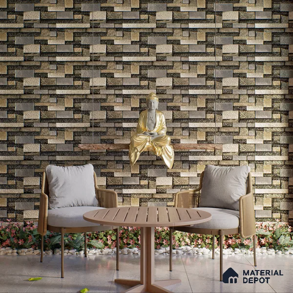 Elevation Wall Tile TL 00065 C Grey 2 ft x 1 ft Punch Matte Finish Vitrified Tile - 9 mm | Suitable For Feature Wall, Boundary Wall, Balcony, Outdoor