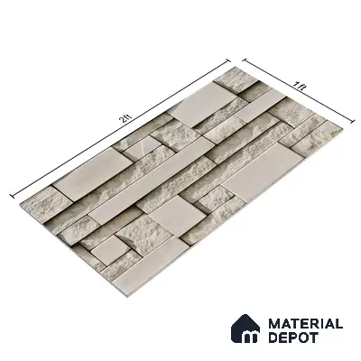 Elevation Wall Tile TL 00065 D Caramel Beige 2 ft x 1 ft Punch Matte Finish Vitrified Tile - 9 mm | Suitable For Feature Wall, Boundary Wall, Balcony, Outdoor