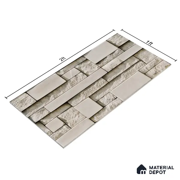 Elevation Wall Tile TL 00065 D Caramel Beige 2 ft x 1 ft Punch Matte Finish Vitrified Tile - 9 mm | Suitable For Feature Wall, Boundary Wall, Balcony, Outdoor
