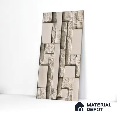 Elevation Wall Tile TL 00065 D Caramel Beige 2 ft x 1 ft Punch Matte Finish Vitrified Tile - 9 mm | Suitable For Feature Wall, Boundary Wall, Balcony, Outdoor
