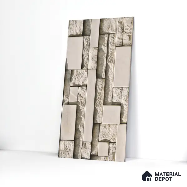 Elevation Wall Tile TL 00065 D Caramel Beige 2 ft x 1 ft Punch Matte Finish Vitrified Tile - 9 mm | Suitable For Feature Wall, Boundary Wall, Balcony, Outdoor